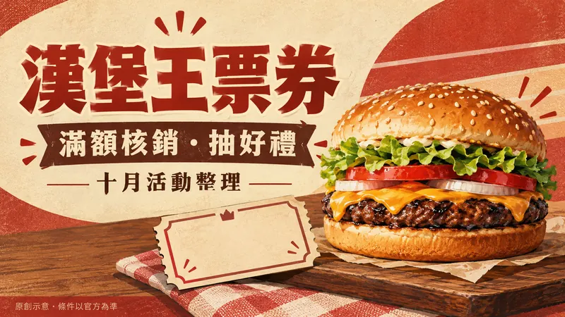 漢堡王票券原創復古海報示意;滿額核銷抽好禮