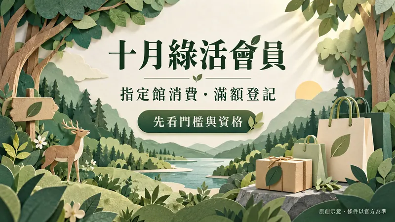 十月綠活會員原創紙雕立體示意；指定館消費・滿額登記