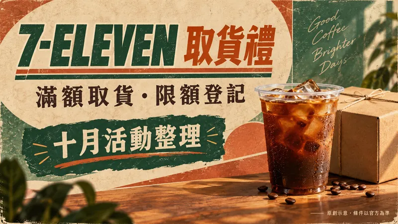 7-ELEVEN 取貨禮原創復古海報示意；滿額取貨・限額登記